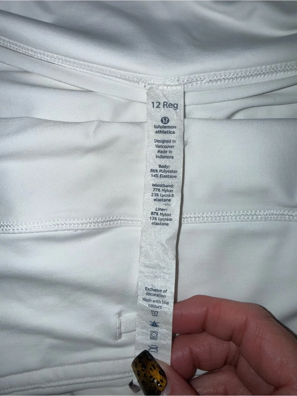 Lululemon Pace Rival White Tennis Skirt Skort Size 12 Regular Pleated Back